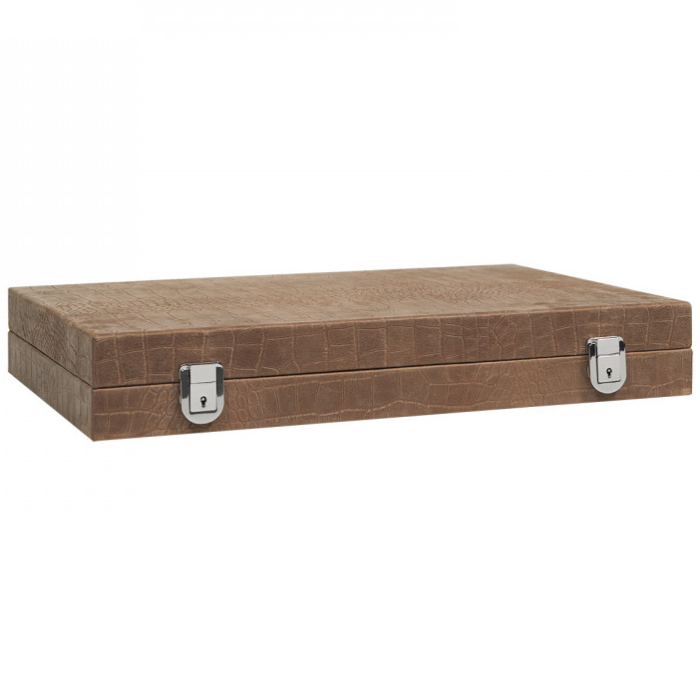 Exclusive backgammon set "Alain" made of leather, beige, large
